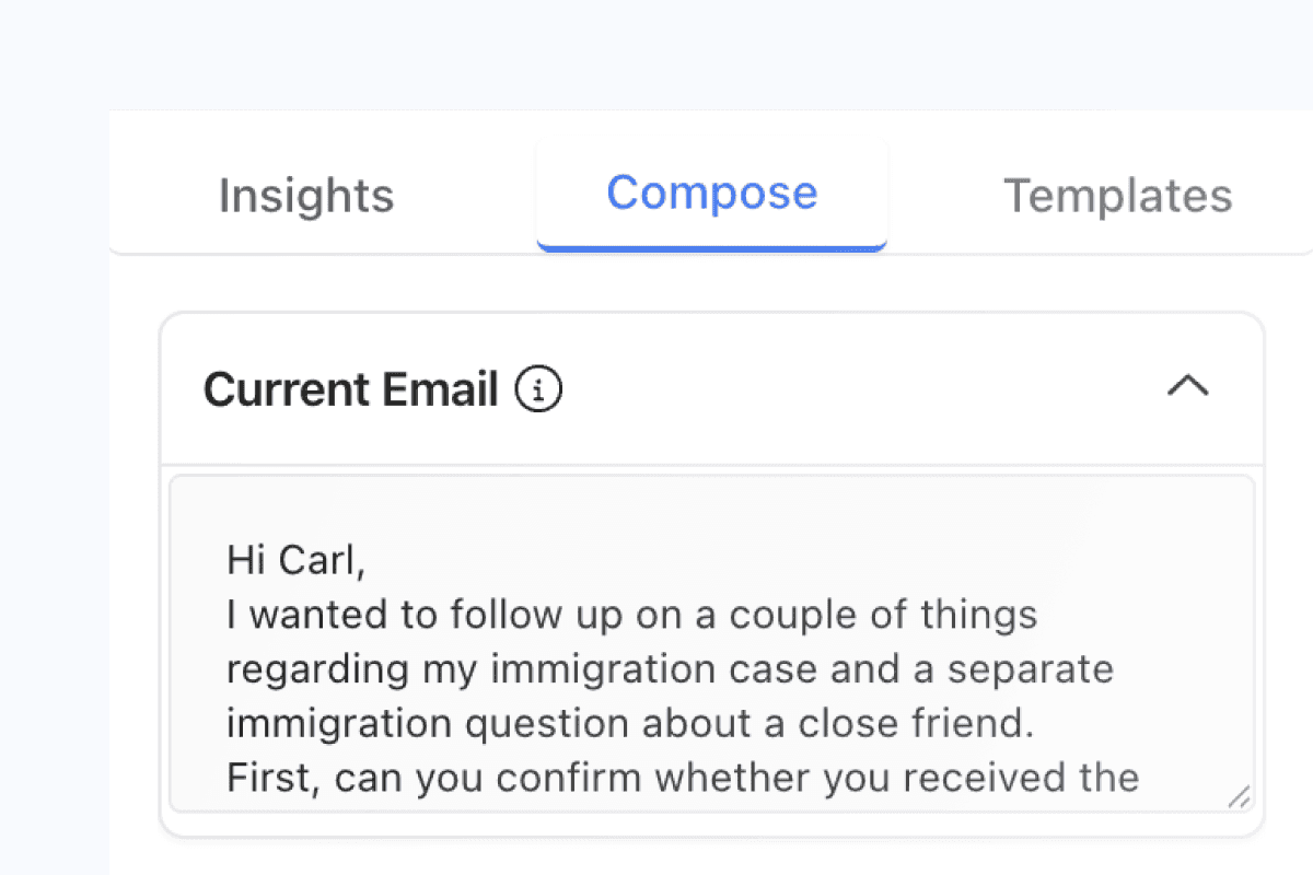 Candle composing a response from the current email